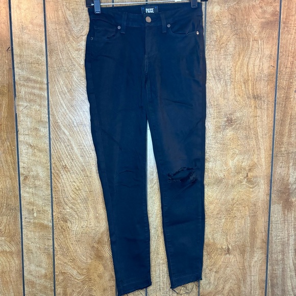 Paige Verdugo Crop Jeans in Black Distressed Size 26 - Picture 1 of 10